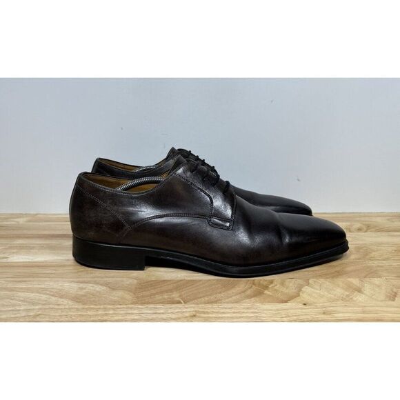 Magnanni Derby Dress Shoes Knight Plain-Toe Square Size 13 Dark Brown 23478 - Picture 1 of 8